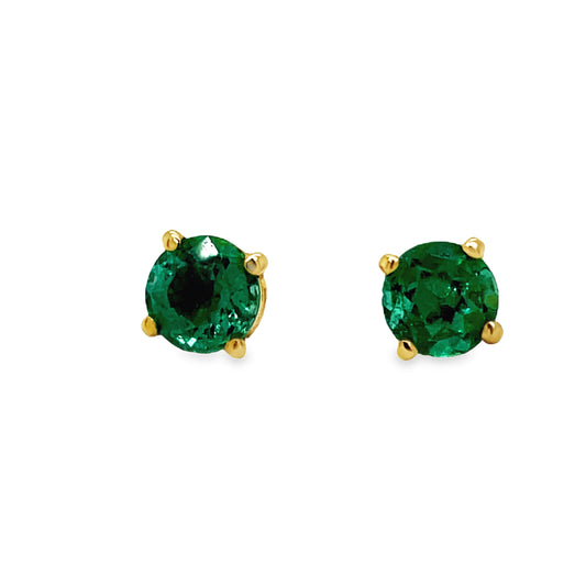 Emerald Stud Earrings Front view 