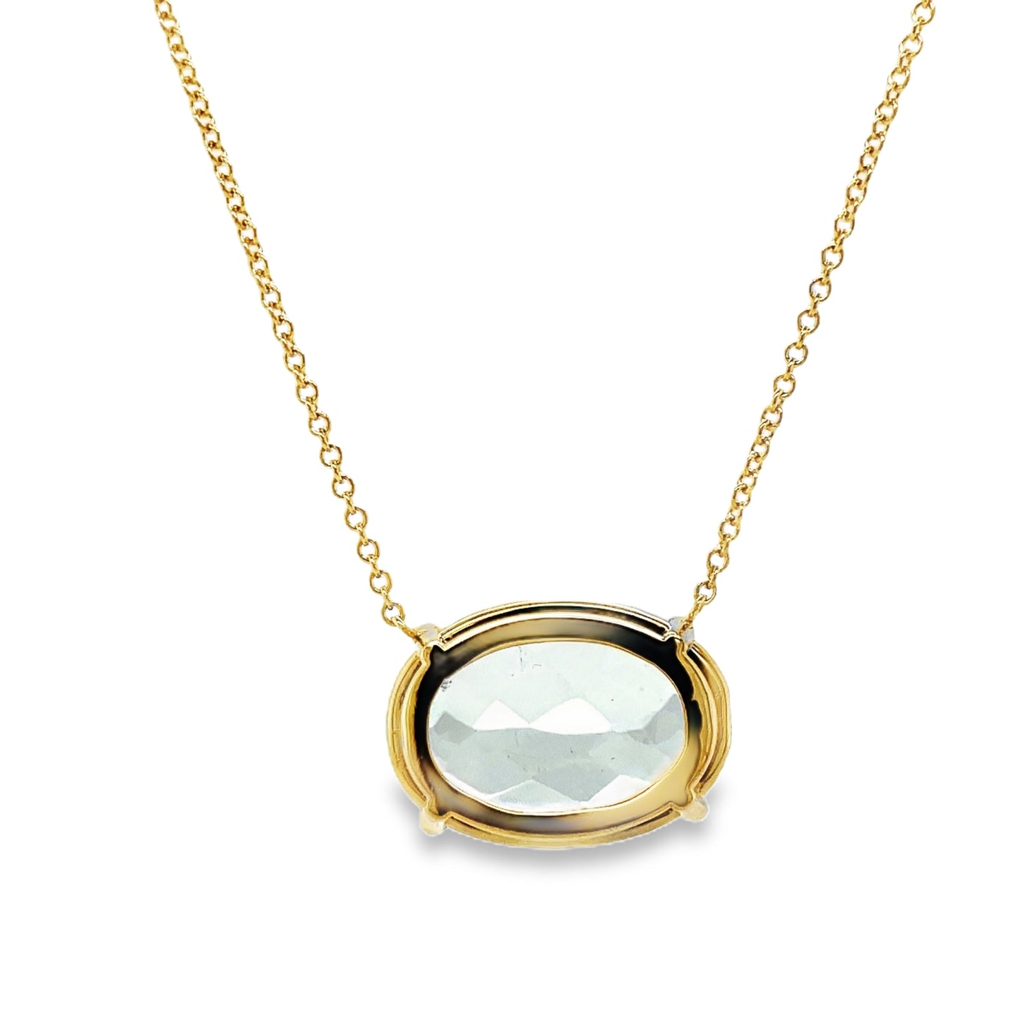 Back View of Aquamarine Faceted Pendant Necklace