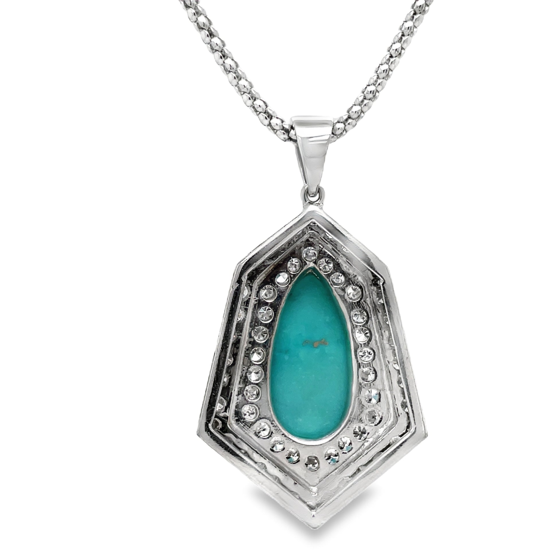 Back View of Turquoise Cabochon Diamond Medallion