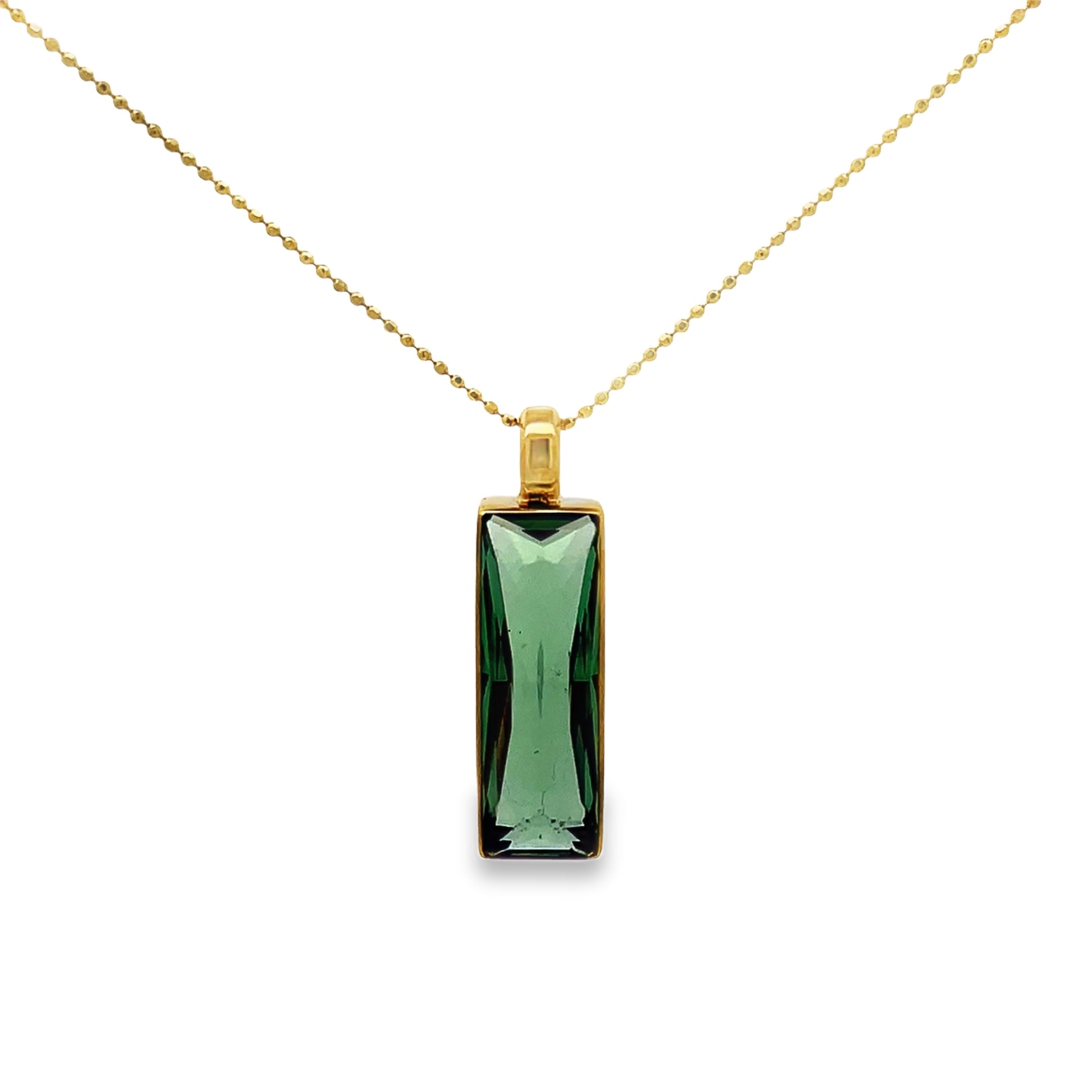 Front view of 18k Green Tourmaline Charms