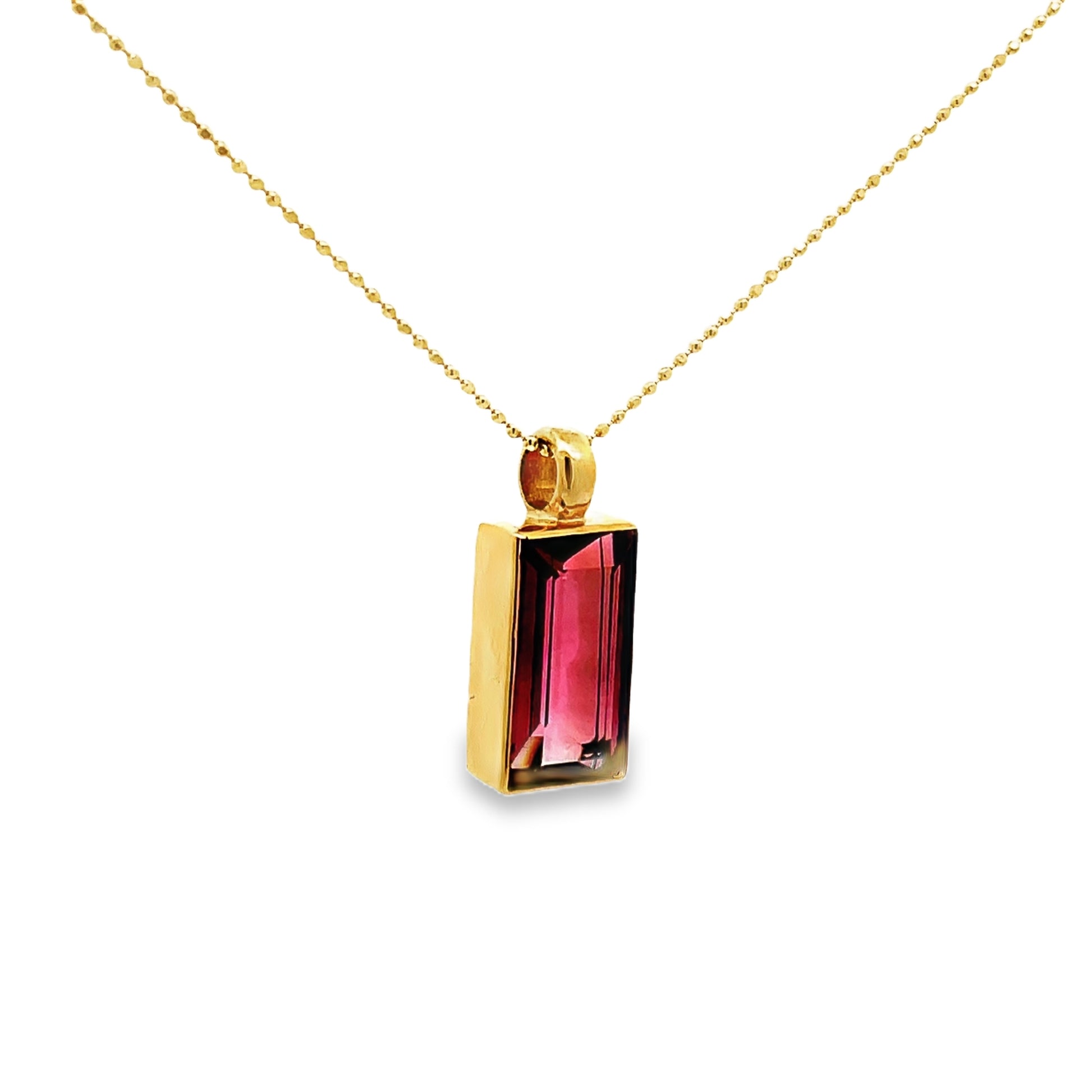 Side view of 18k Pink Tourmaline Charms