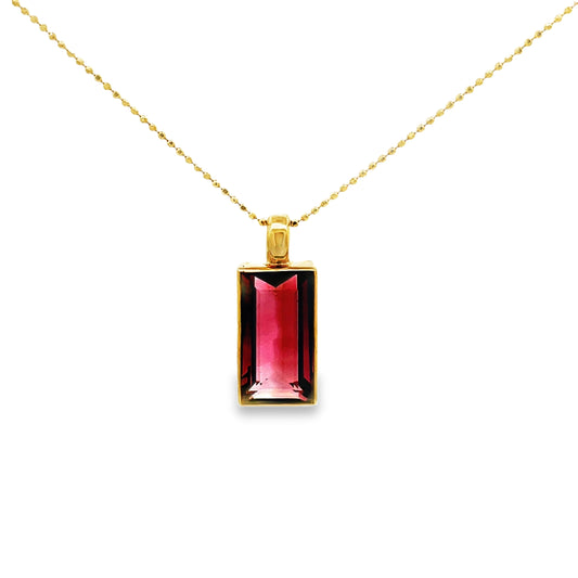 Front view of 18k Pink and Green Tourmaline Charms