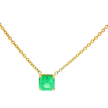 Stay on trend with this fashionable Square Colombian Emerald Pendant Necklace. Crafted with a masterful eye for detail, this necklace features a 1.34 ct emerald, set in 14k yellow gold prong and an 18" chain 1.5 mm. Everything about this necklace is designed to make you look and feel beautiful!
