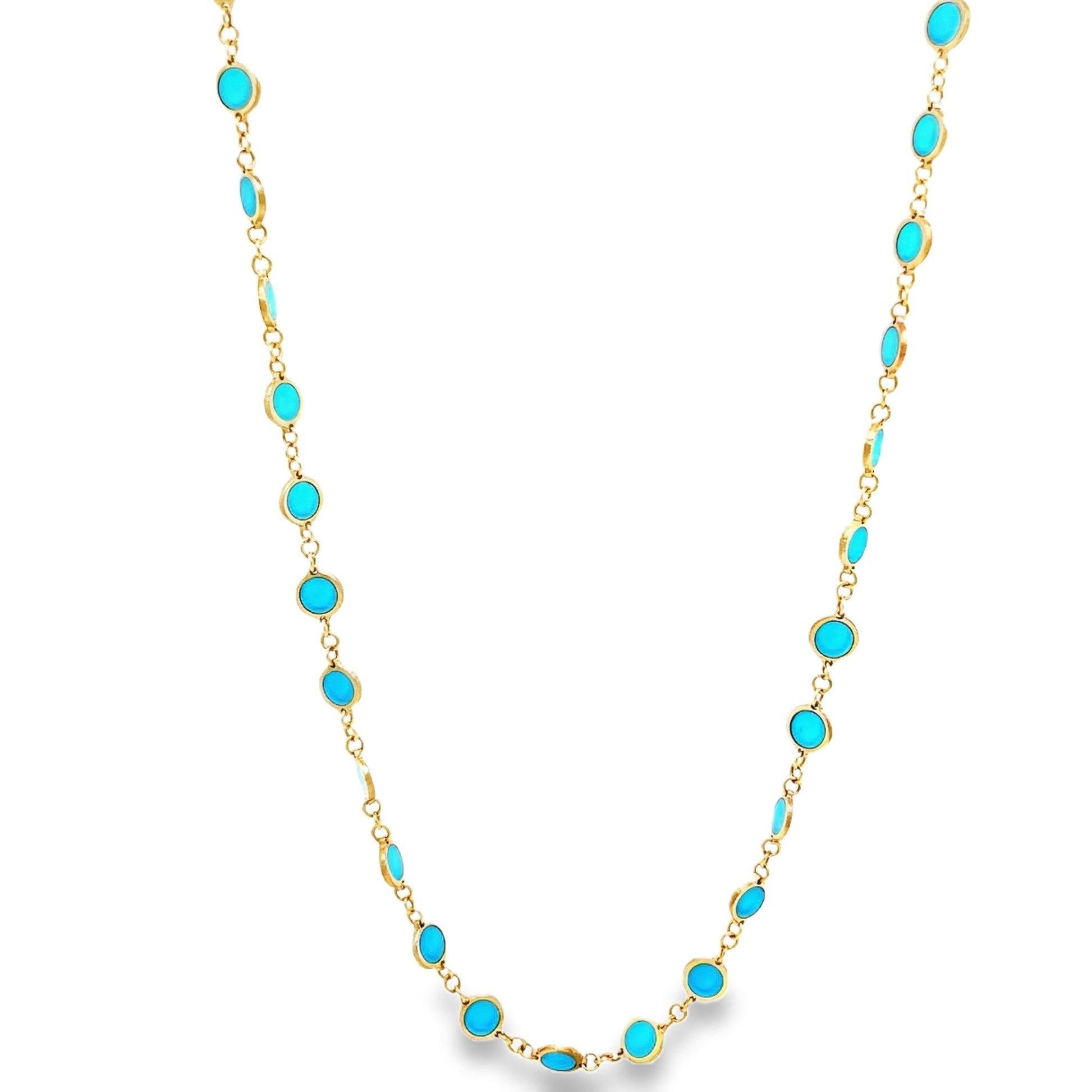 Turquoise Disk Necklace Side view