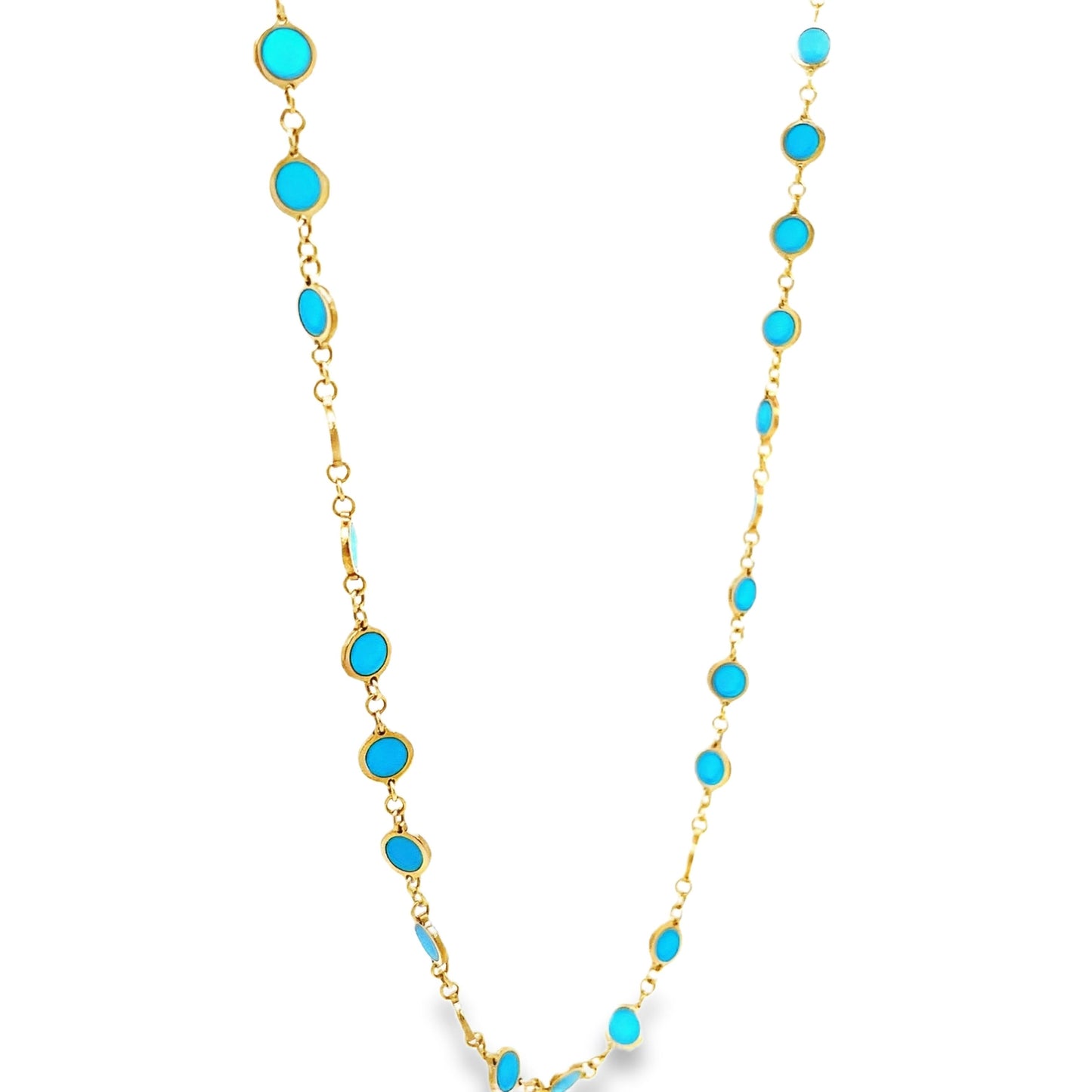 Turquoise Disk Necklace Side view