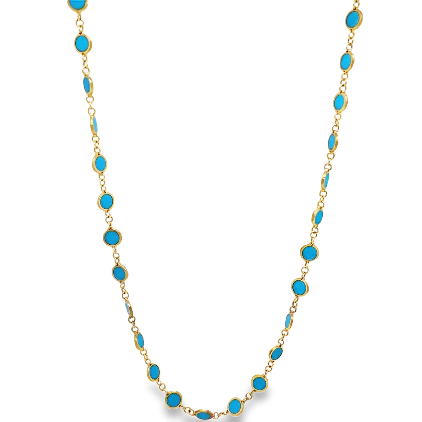 Turquoise Disk Necklace Side view