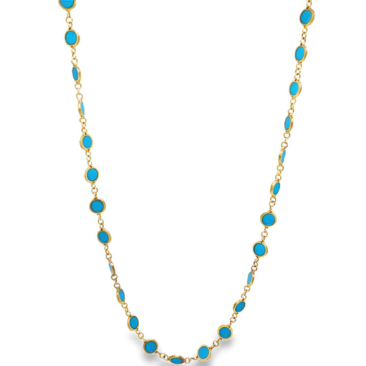 Turquoise Disk Necklace Side view
