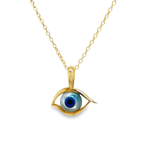 14k Round Evil Eye Pendant Necklace Front view