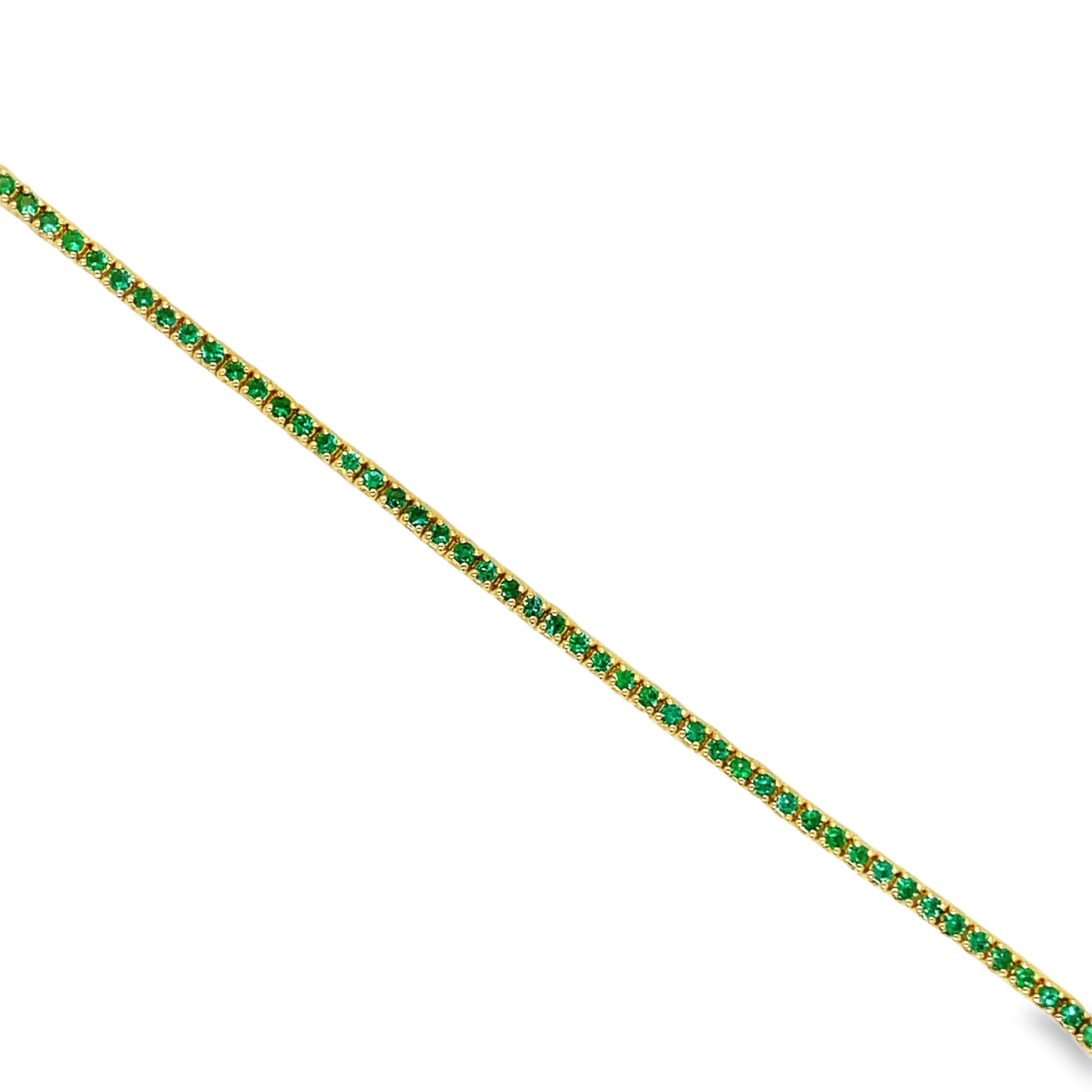 18k Italian Made Emerald Line Tennis Yellow Gold Bracelet 1.00 cts Top view