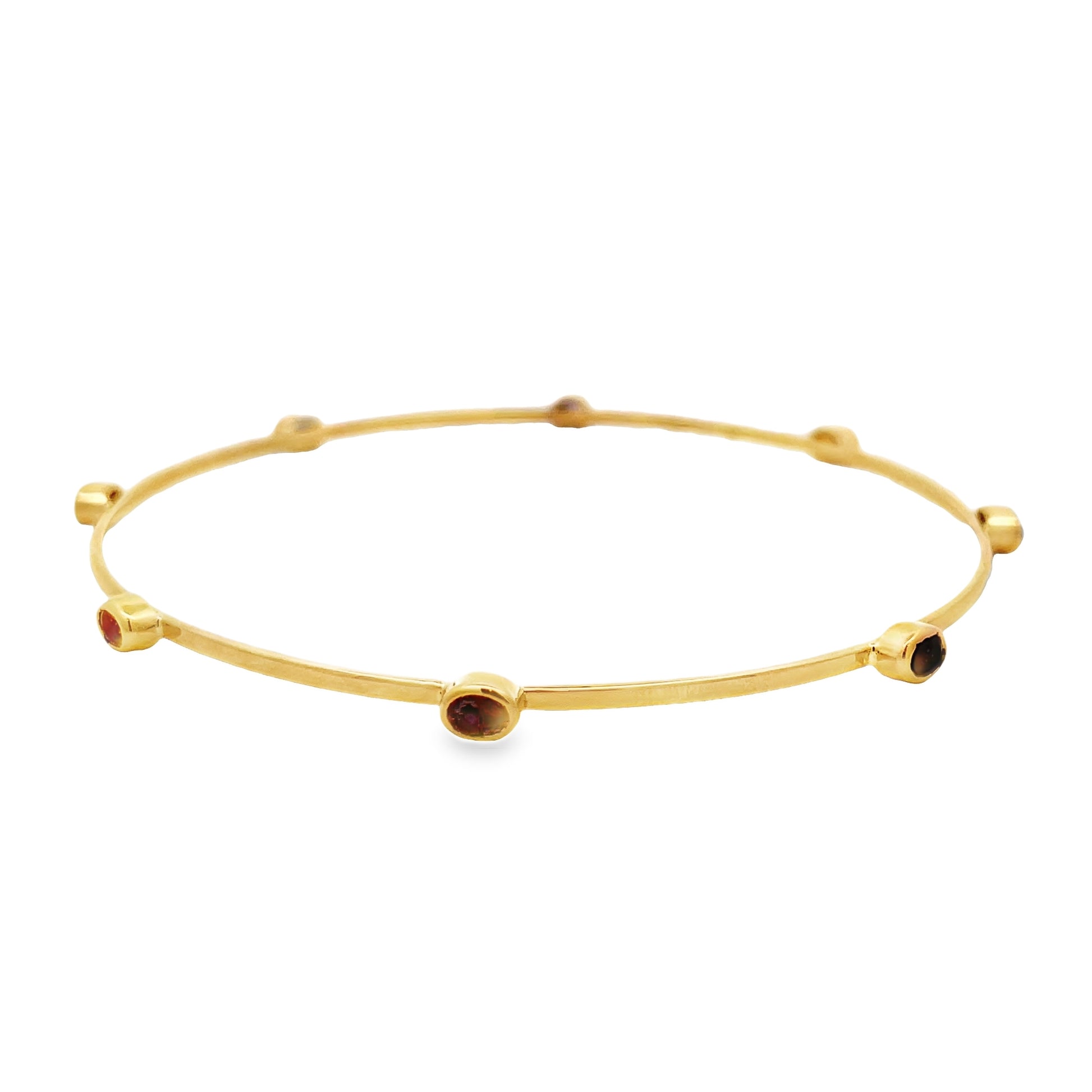 Top view of 14k Yellow Gold Multicolor Sapphire Bangle 