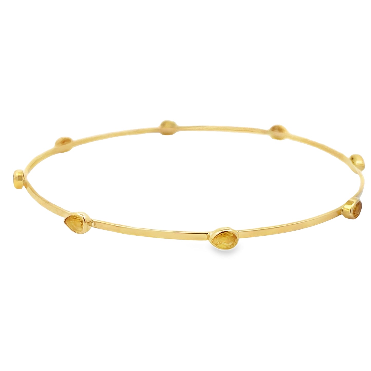 Top view of 14k Yellow Gold Yellow Sapphire Bangle 