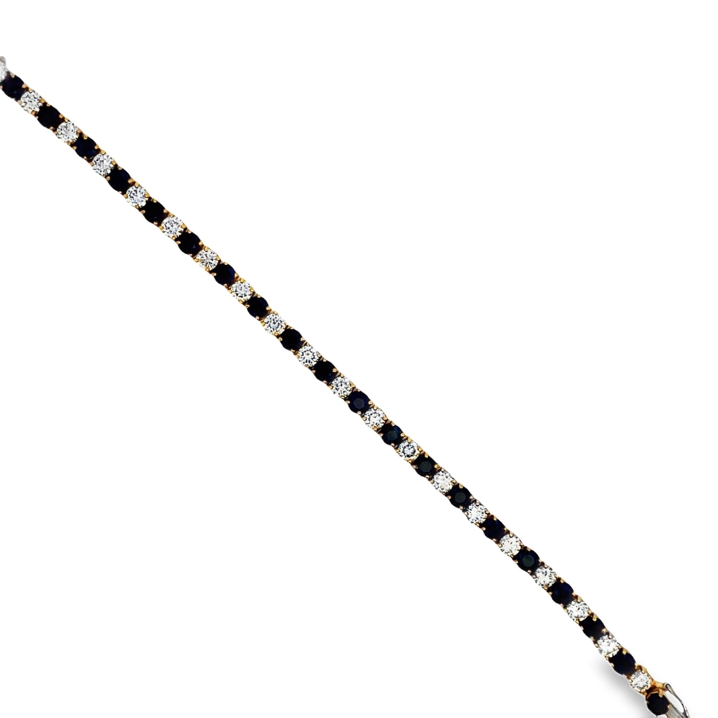 18k Yellow Gold Sapphire & Diamond Line Bracelet 7.04 cts
