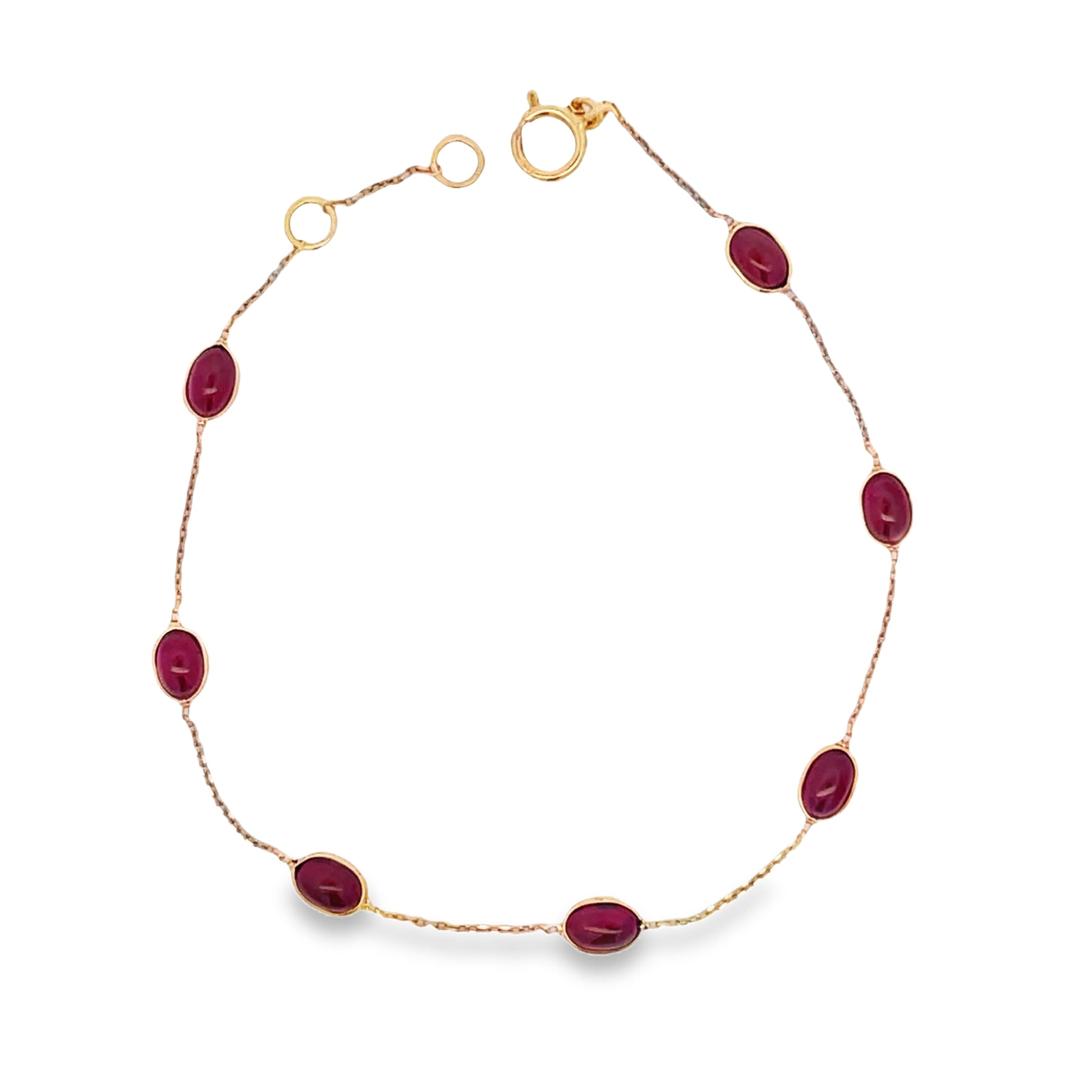 Top view of 18k Yellow Gold Cabochon Tourmalines