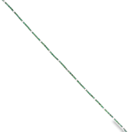 Top view of 14k Yellow Gold Emerald & Diamond Line Bracelet 