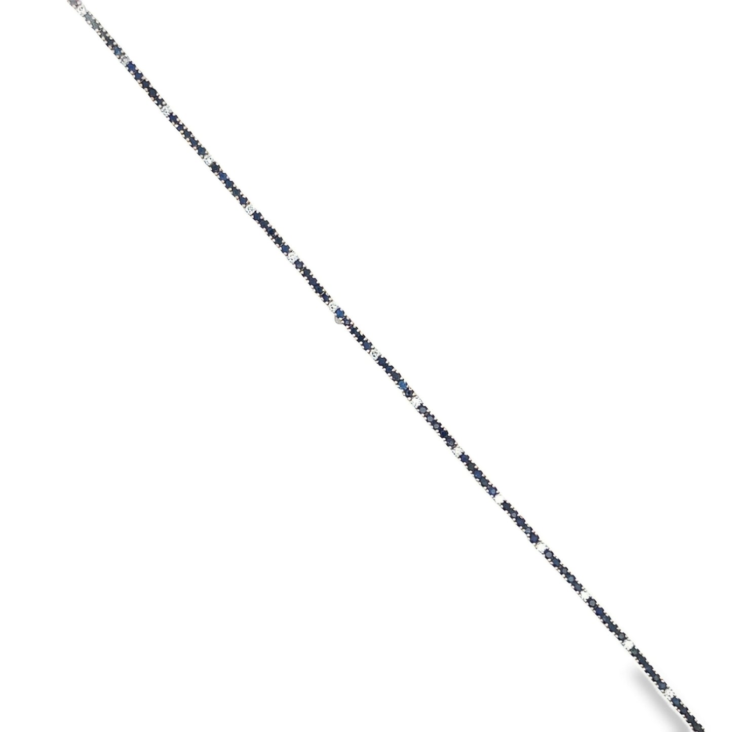 top view of 14k Yellow Gold Sapphire & Diamond Line Bracelet 