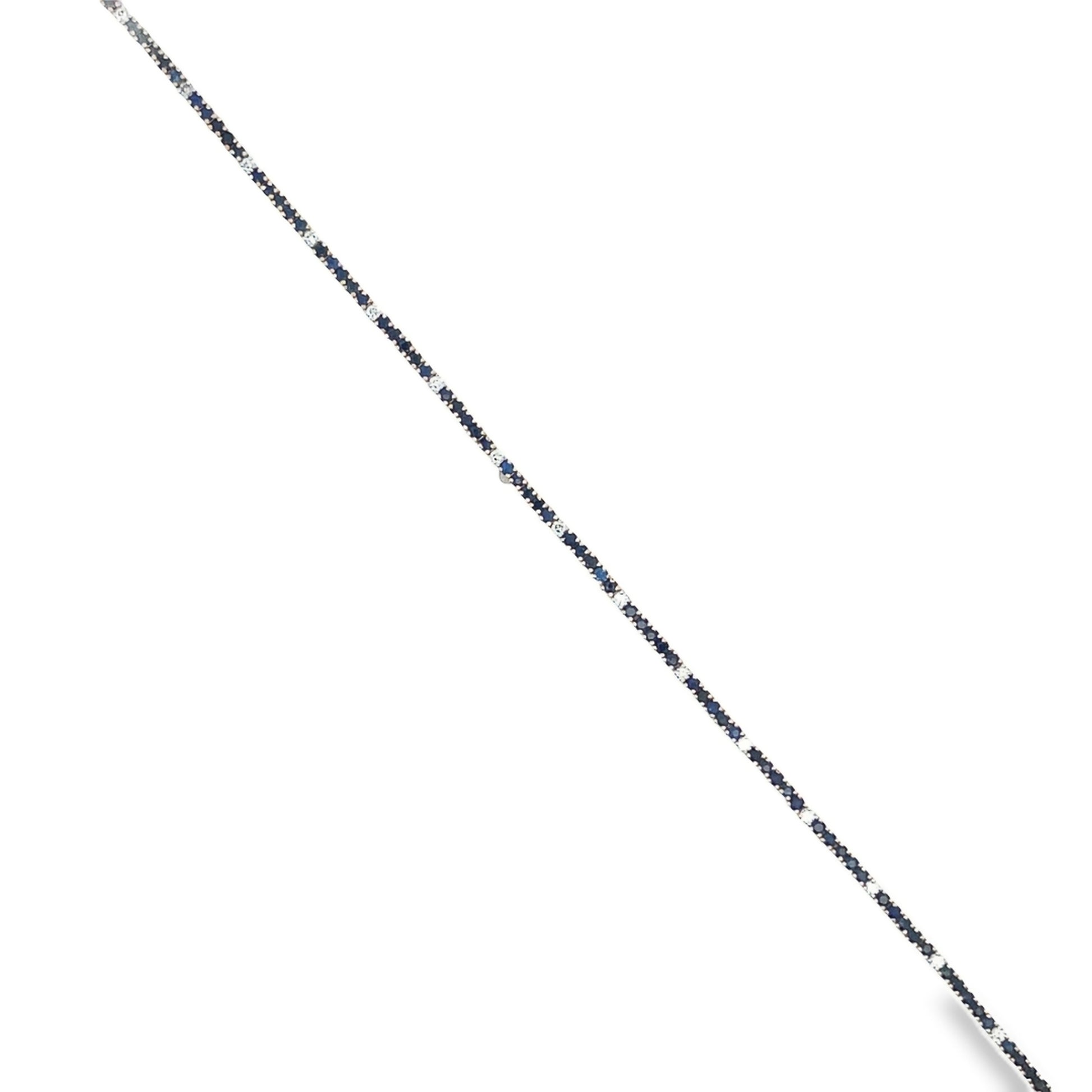 top view of 14k Yellow Gold Sapphire & Diamond Line Bracelet 