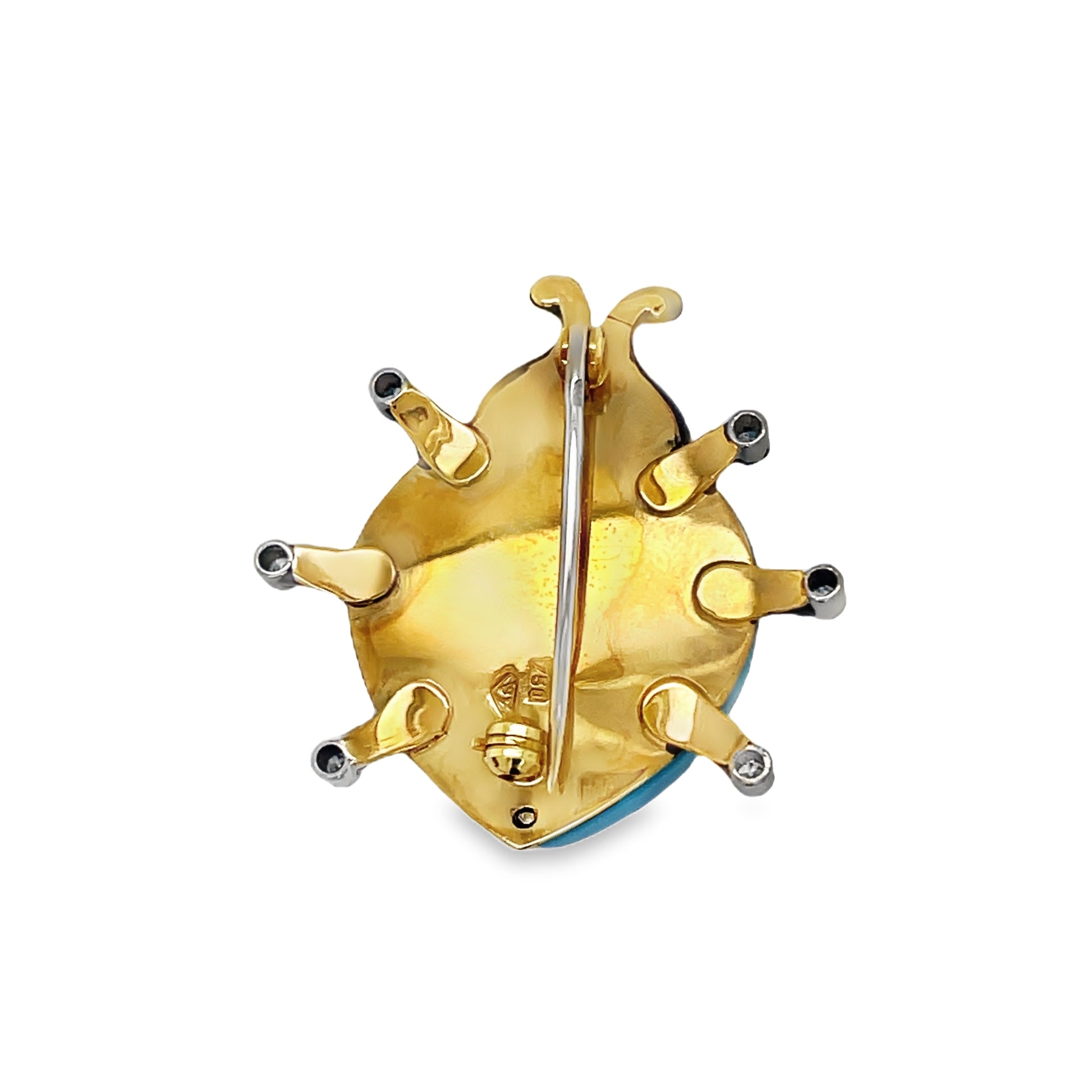 Backside View of the Estate Enamel Lady Bug Brooch