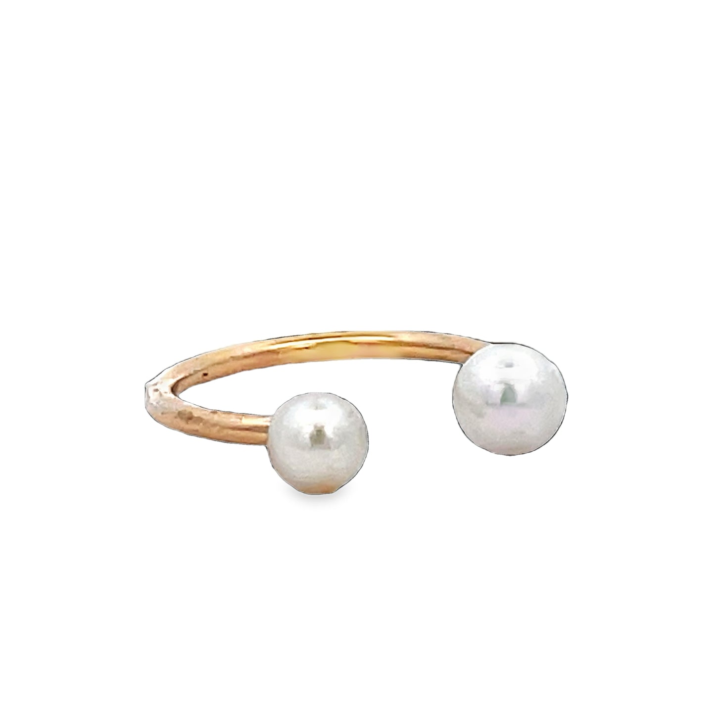 Side view of 14k Yellow Gold Double Cultured Pearl Ring 5.50 mm 