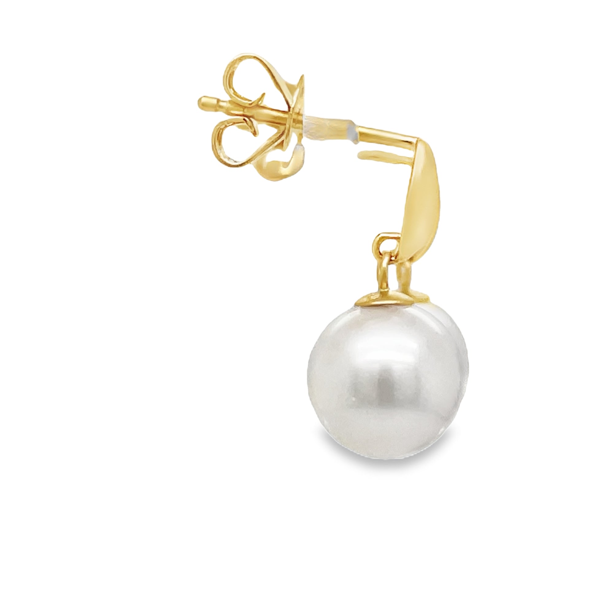 Freshwater Pearl Drop Earrings 9.00 mm Profile View