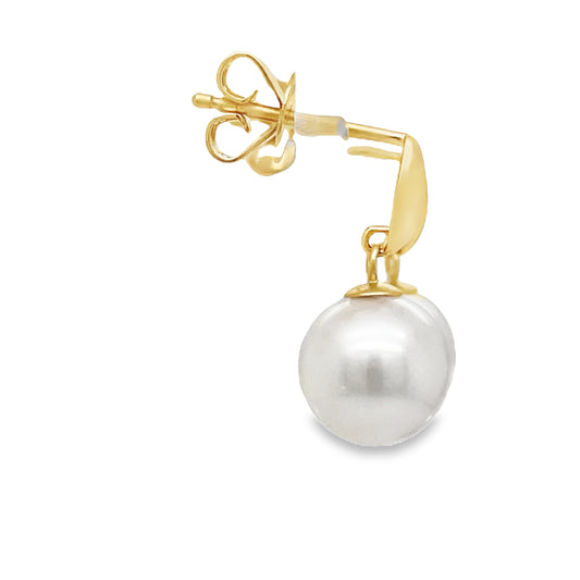 Freshwater Pearl Drop Earrings 9.00 mm Profile View