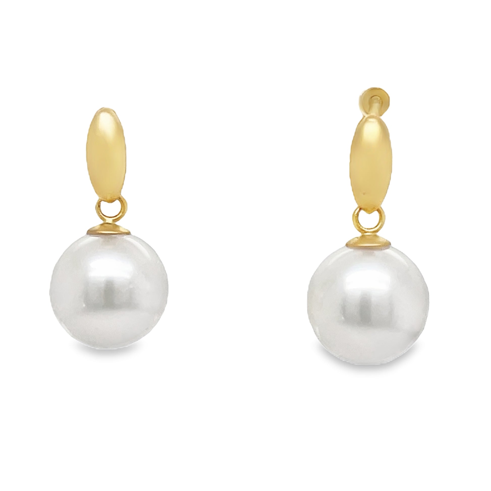 Freshwater Pearl Drop Earrings 9.00 mm Front view 