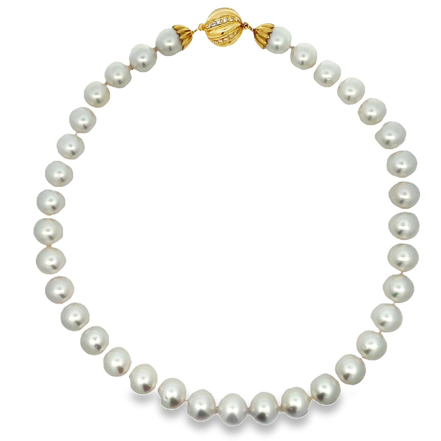 Top view of White South Sea Pearl Necklace 11.50 mm