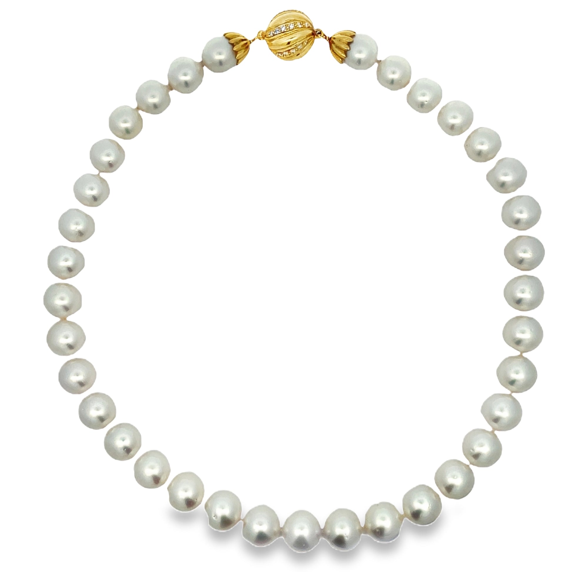 Top view of White South Sea Pearl Necklace 11.50 mm