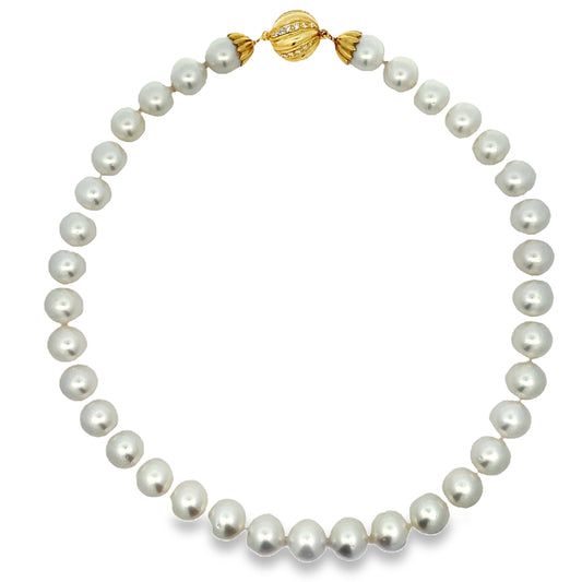 Top view of White South Sea Pearl Necklace 11.50 mm