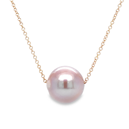 This Freshwater Single Pearl Necklace is the perfect timeless addition to any jewelry collection. Featuring a 13.00 mm freshwater pink pearl set on a 16" rose gold chain, this necklace is sure to bring an elevated elegance to any look.