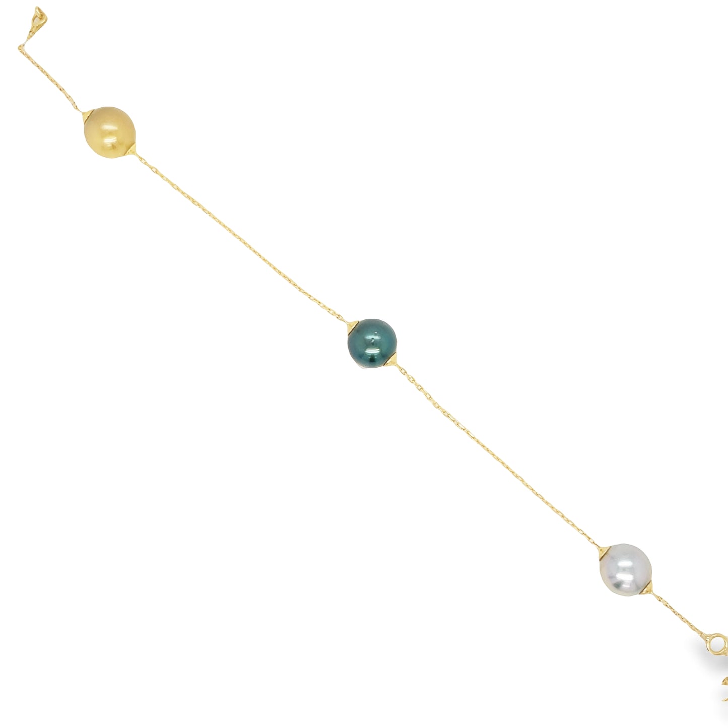 Top view of Three Tahitian Pearl Bracelet 7.00 mm