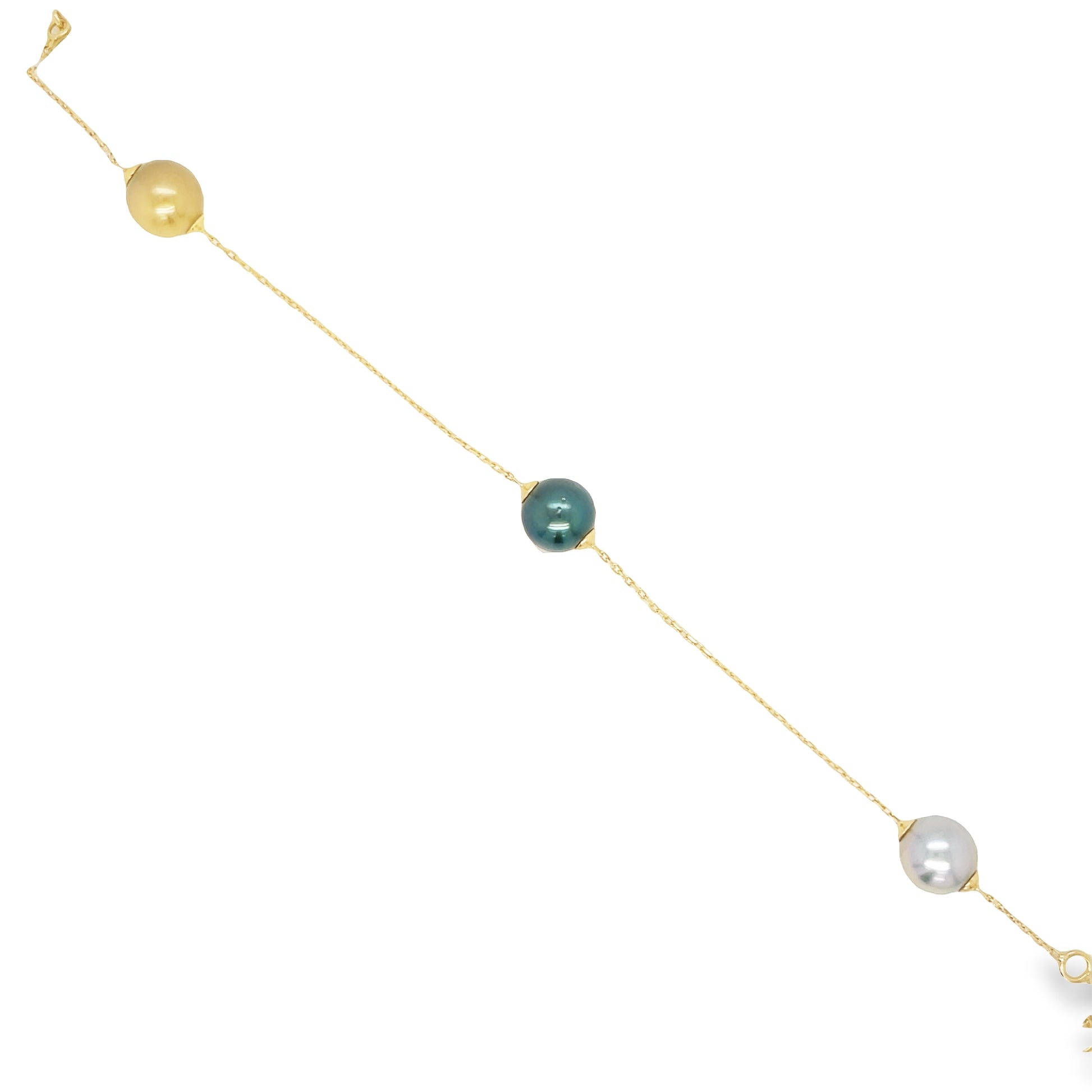 Top view of Three Tahitian Pearl Bracelet 7.00 mm