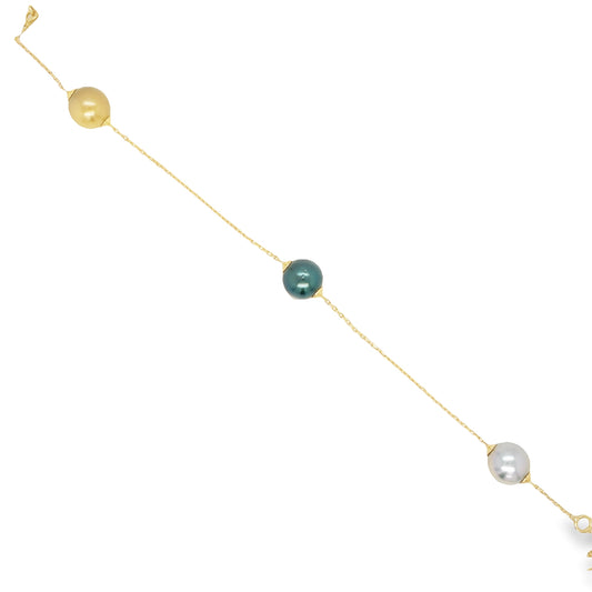 Top view of Three Tahitian Pearl Bracelet 7.00 mm