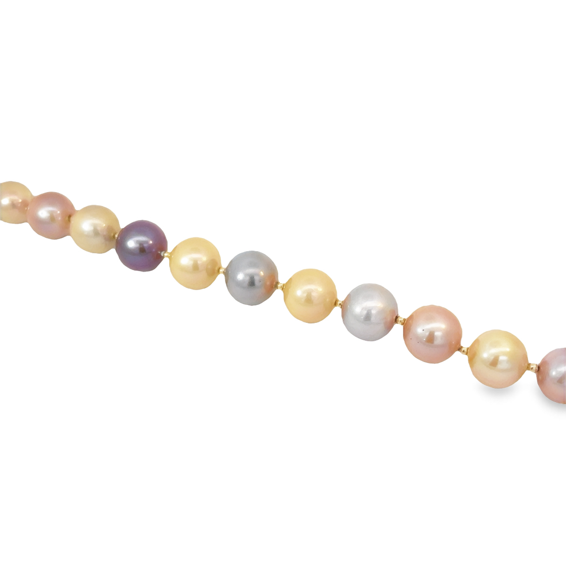 Top view of 14k Yellow Multicolor Edison Pearl Bracelet 11.00 mm 