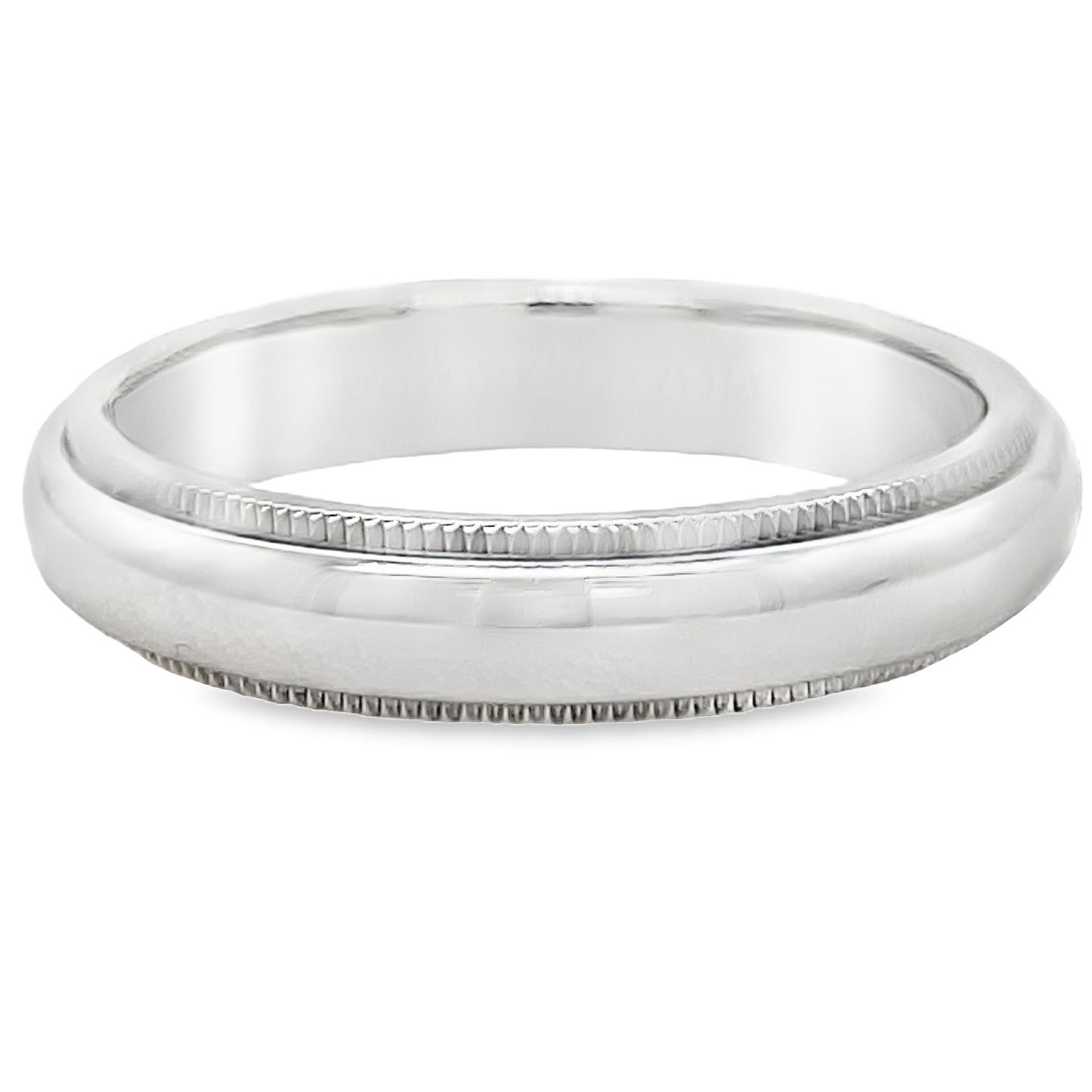 Estate Tiffany and Co. Milgrain Wedding Band Platinum Top View 
