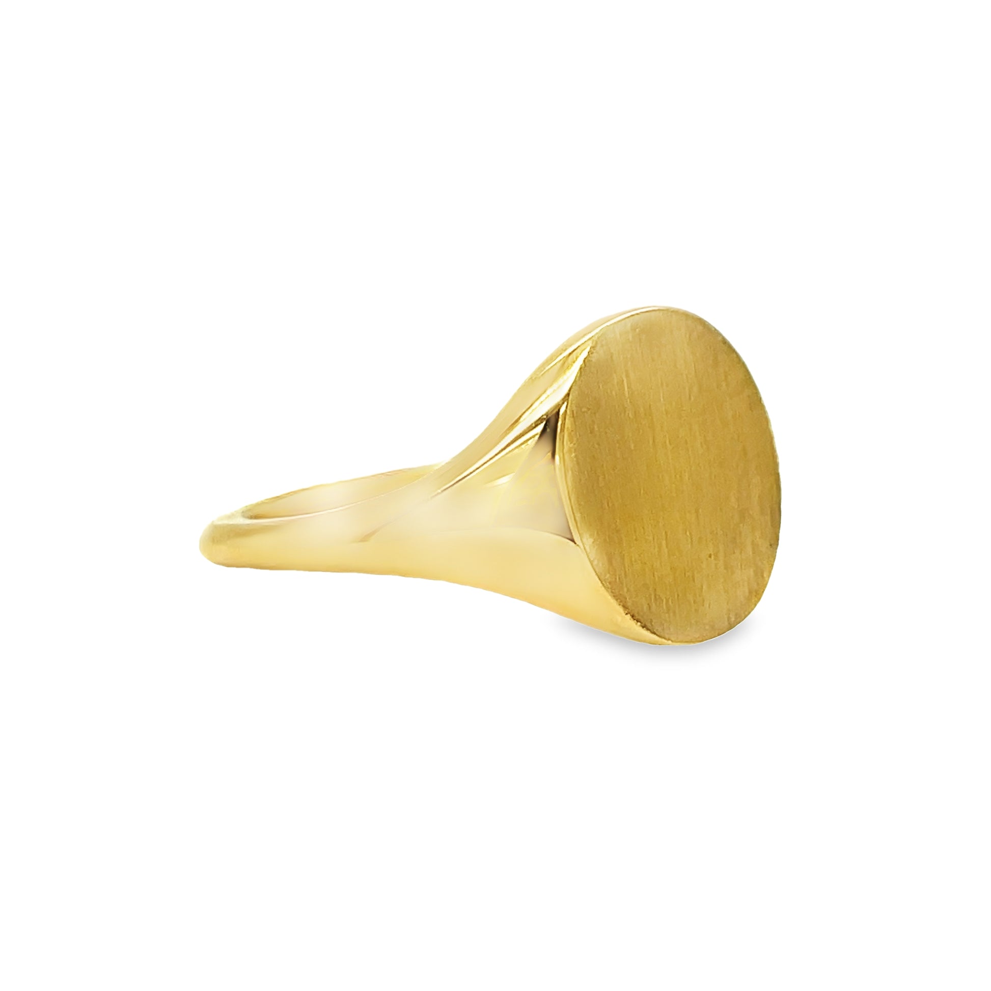 Side view of Engravable 14k Yellow Gold Signet Ring 10.50 x 11.00 mm