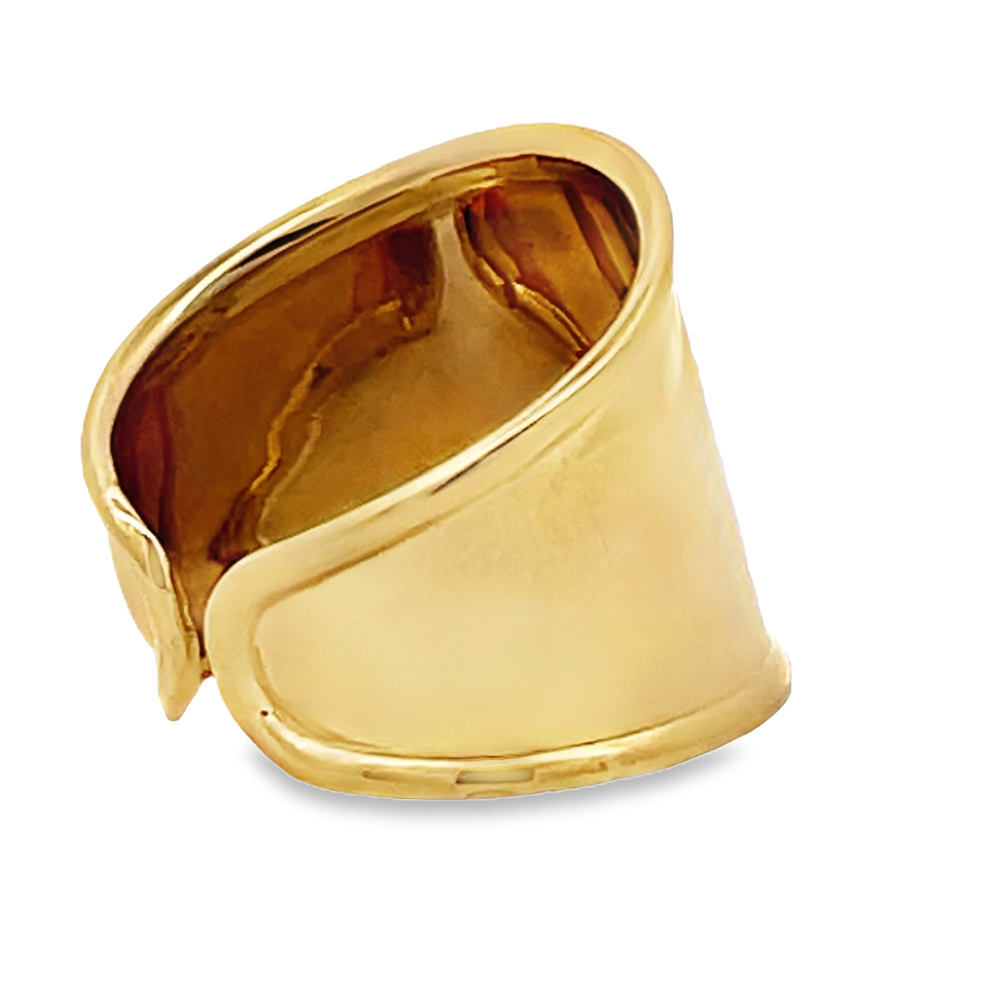 Side view of 14k Yellow Gold Solid Tall Open Band Ring