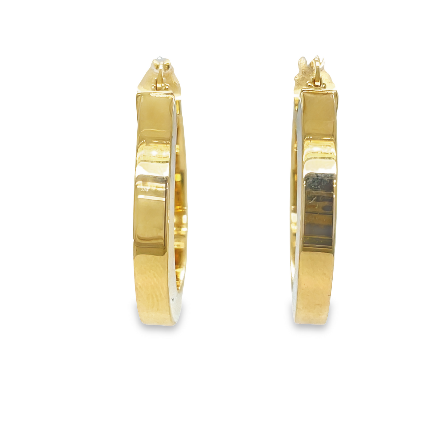 Medium Size 5.00 mm Yellow Gold Hoops Earrings Front view