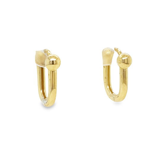 Small U Link Oval Gold Hoops Earrings 2.00 mm Side view