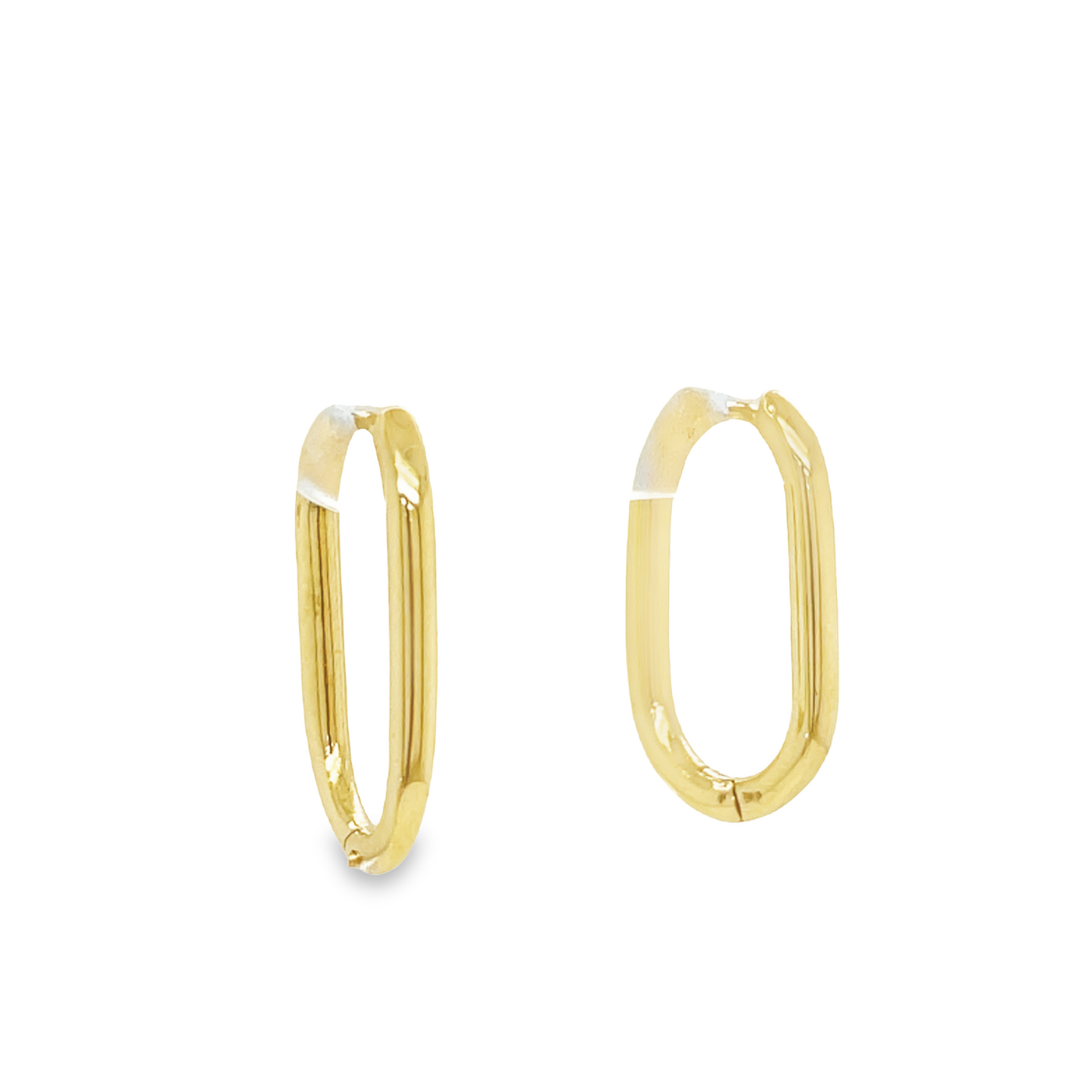 Small Solid Oval Gold Hoops Earrings 2.00 mm Side view 