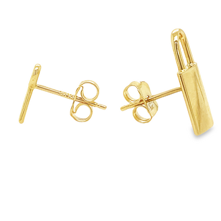 These stunning Italian-made earrings feature a classic locket and key pair crafted from 14k yellow gold. The locket and key measure 15.00mm and 10.00mm respectively and feature friction backs for secure wear. A perfect addition to any jewelry collection.