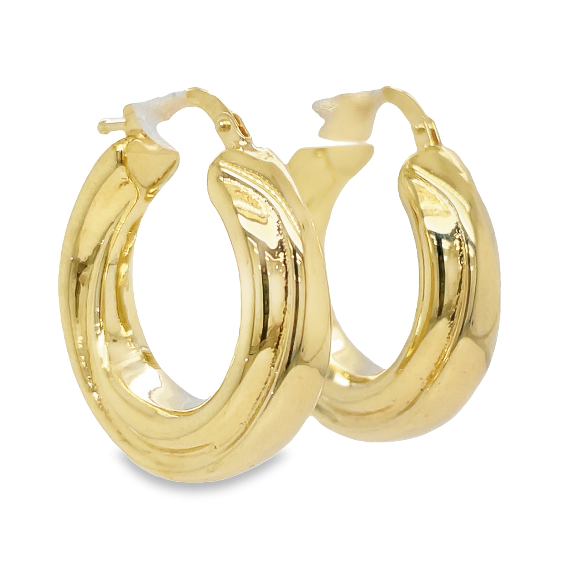 Double Twisted 6.30 mm Italian Gold Hoops Earrings Side view 