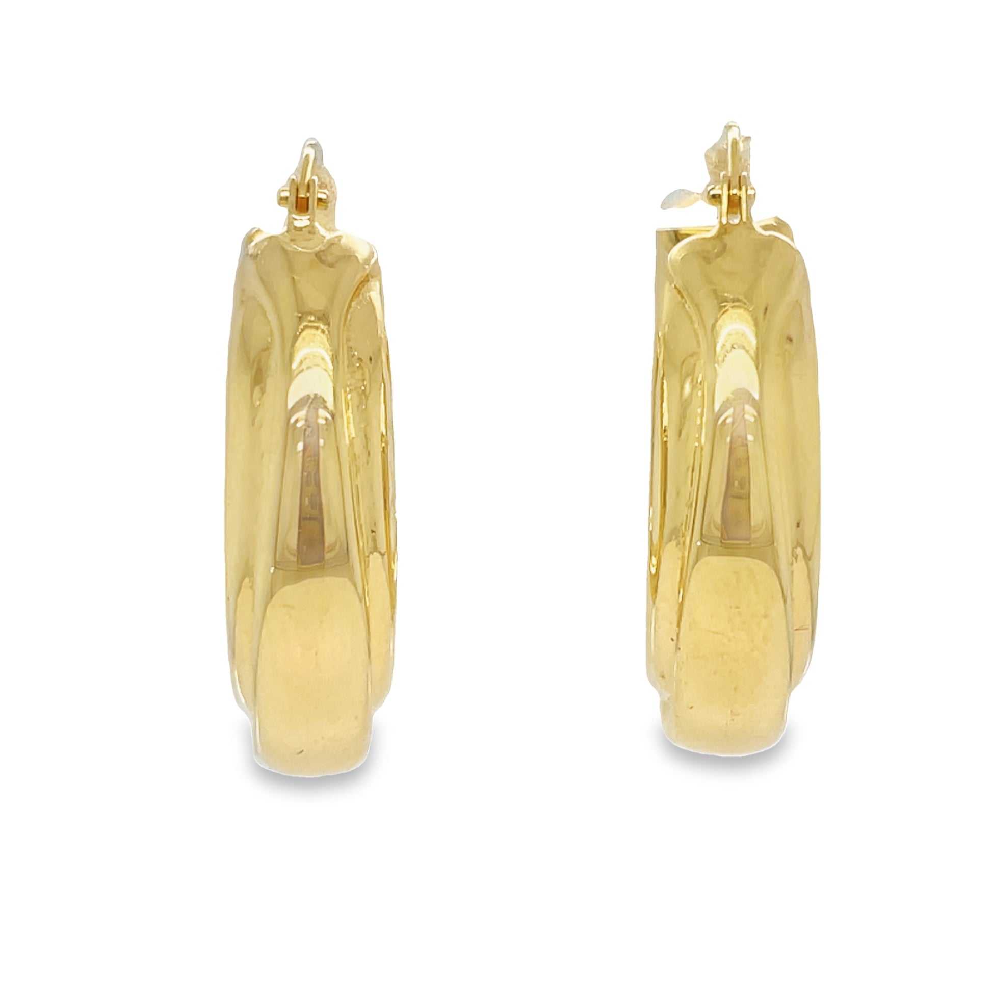 Double Twisted 6.30 mm Italian Gold Hoops Earrings Front view 