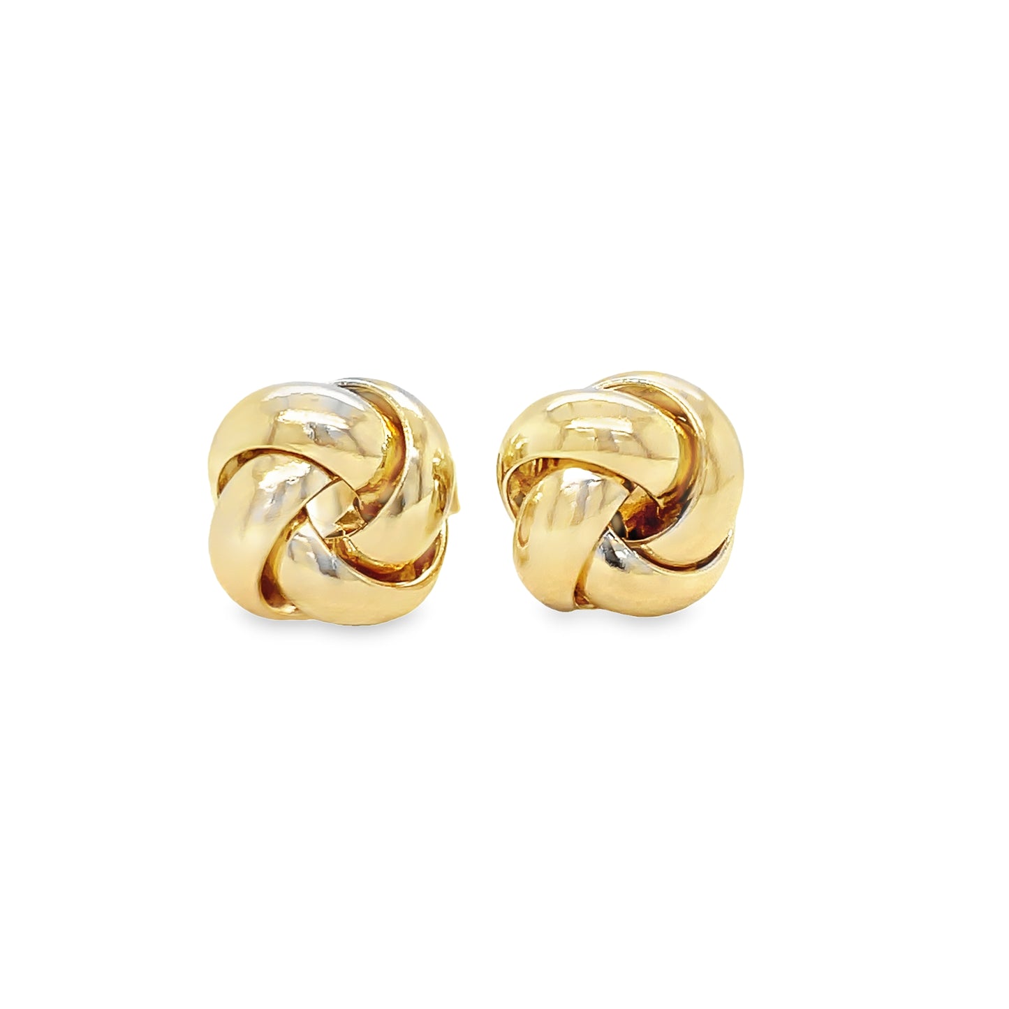Front view of 14k Italian Made Yellow Gold Twist Love Knot Earrings 8.50 mm