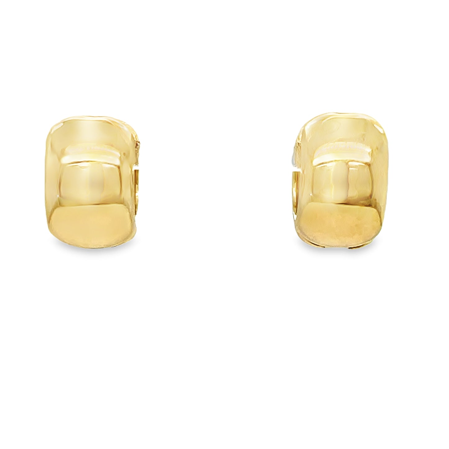 Tiny 14k Italian Yellow Gold Thick Hoop Earrings 6.00 mm Front view 