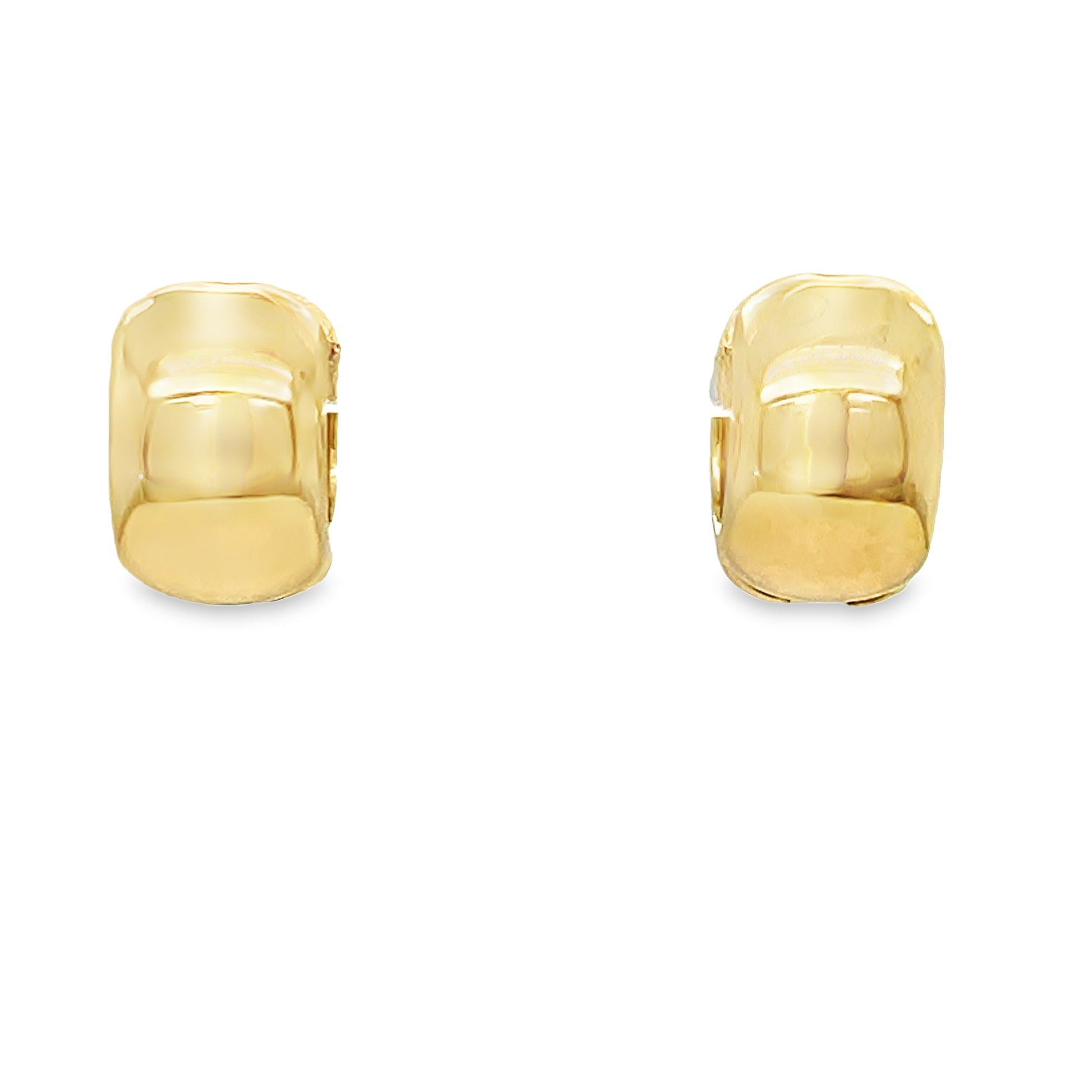 Tiny 14k Italian Yellow Gold Thick Hoop Earrings 6.00 mm Front view 