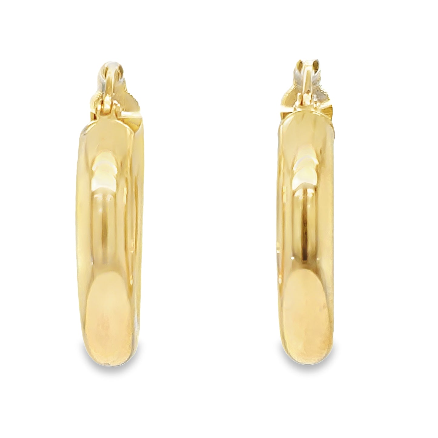 Medium 14k Italian Yellow Gold Hoop Earrings 4.80 mm Front view 