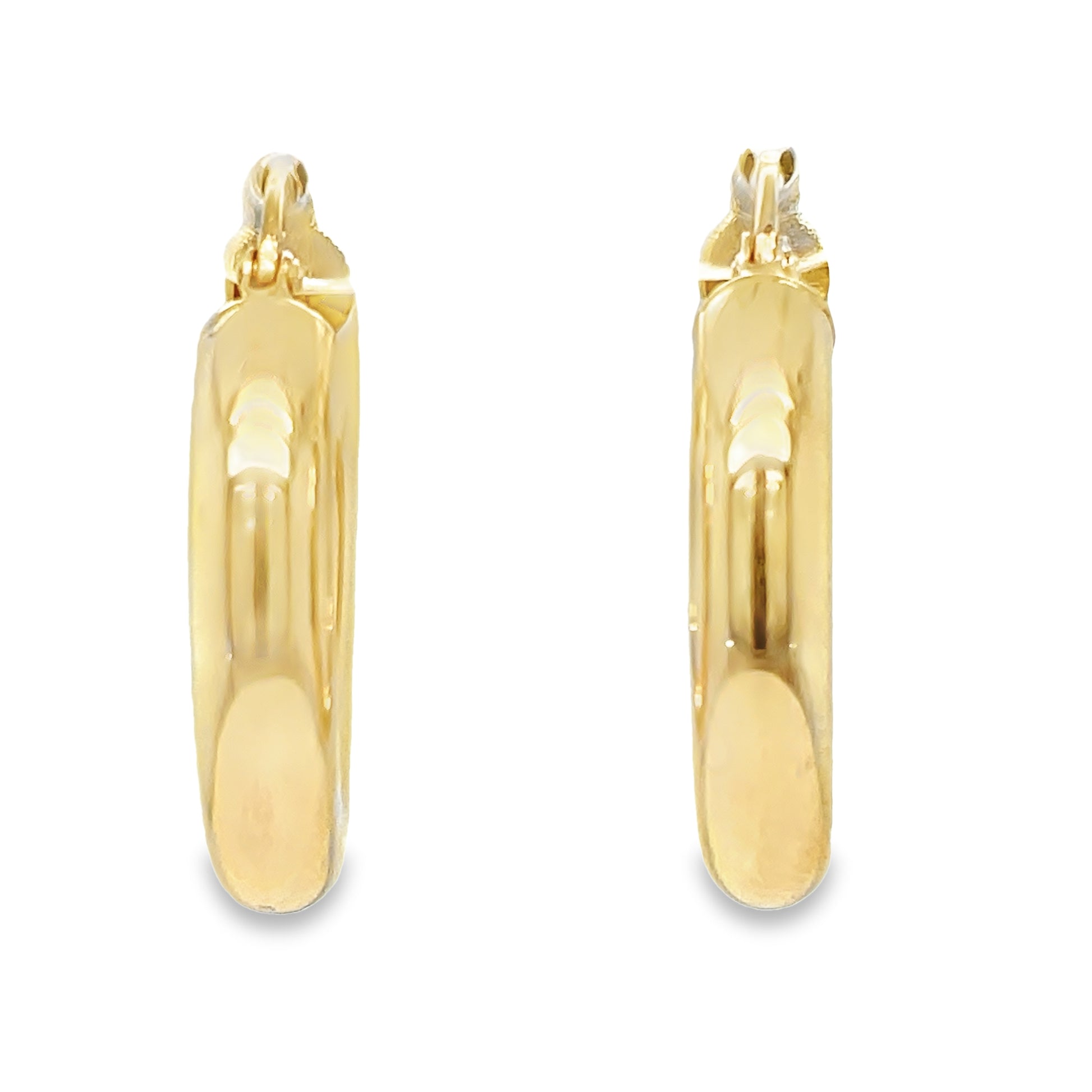 Medium 14k Italian Yellow Gold Hoop Earrings 4.80 mm Front view 