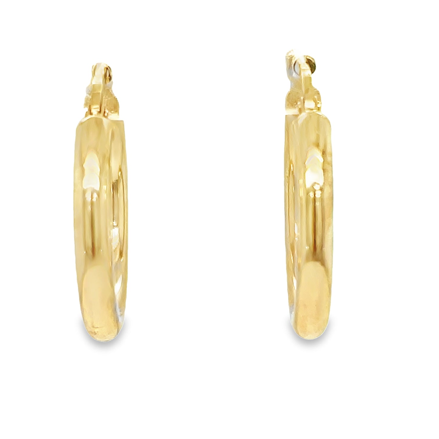 Front view of 14k Italian Yellow Gold Small Hoop Earrings 3.00 mm