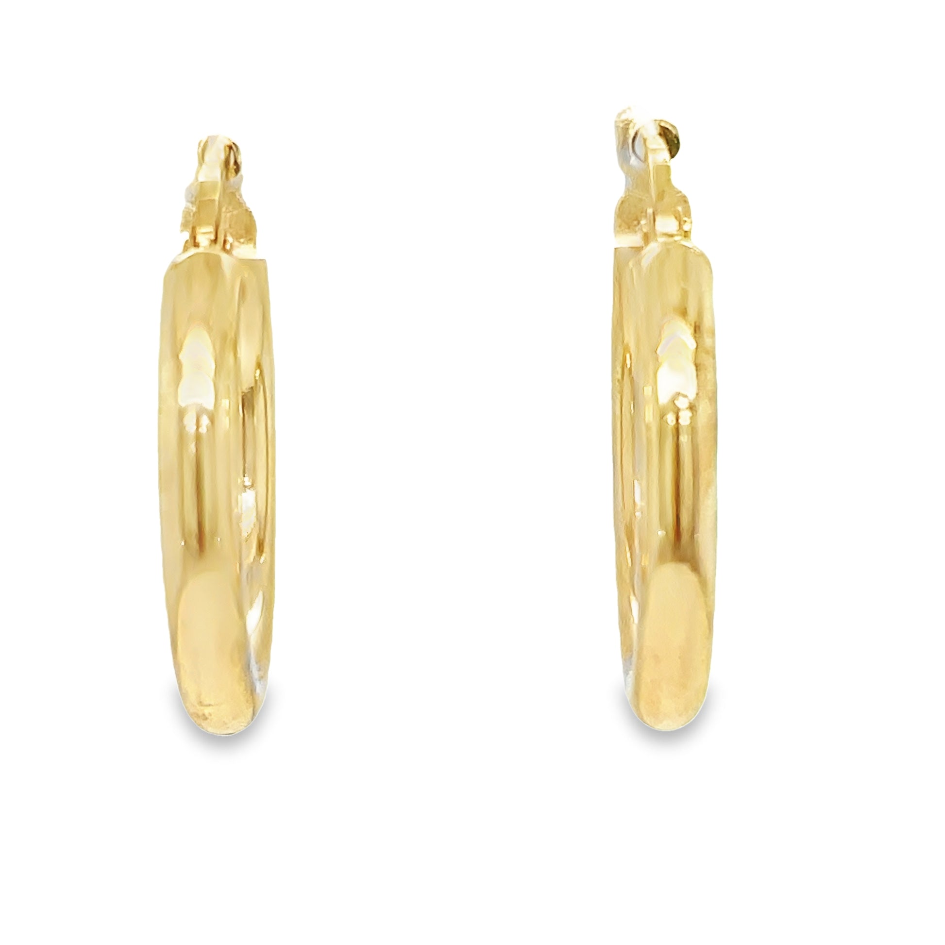 Front view of 14k Italian Yellow Gold Small Hoop Earrings 3.00 mm