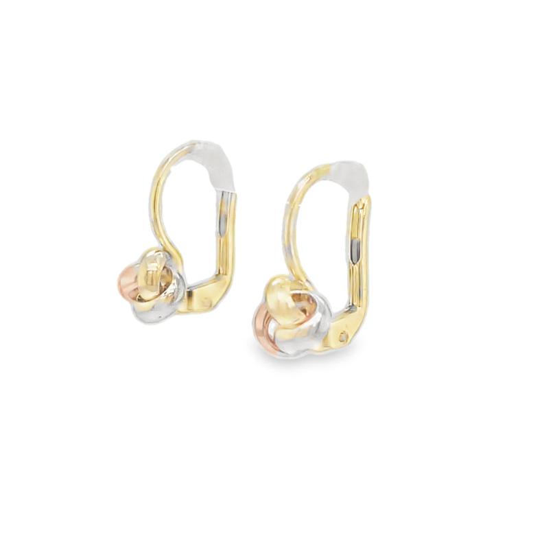 Small 14k Italian Three-Color Gold Love Knot Drop Earrings Side view 